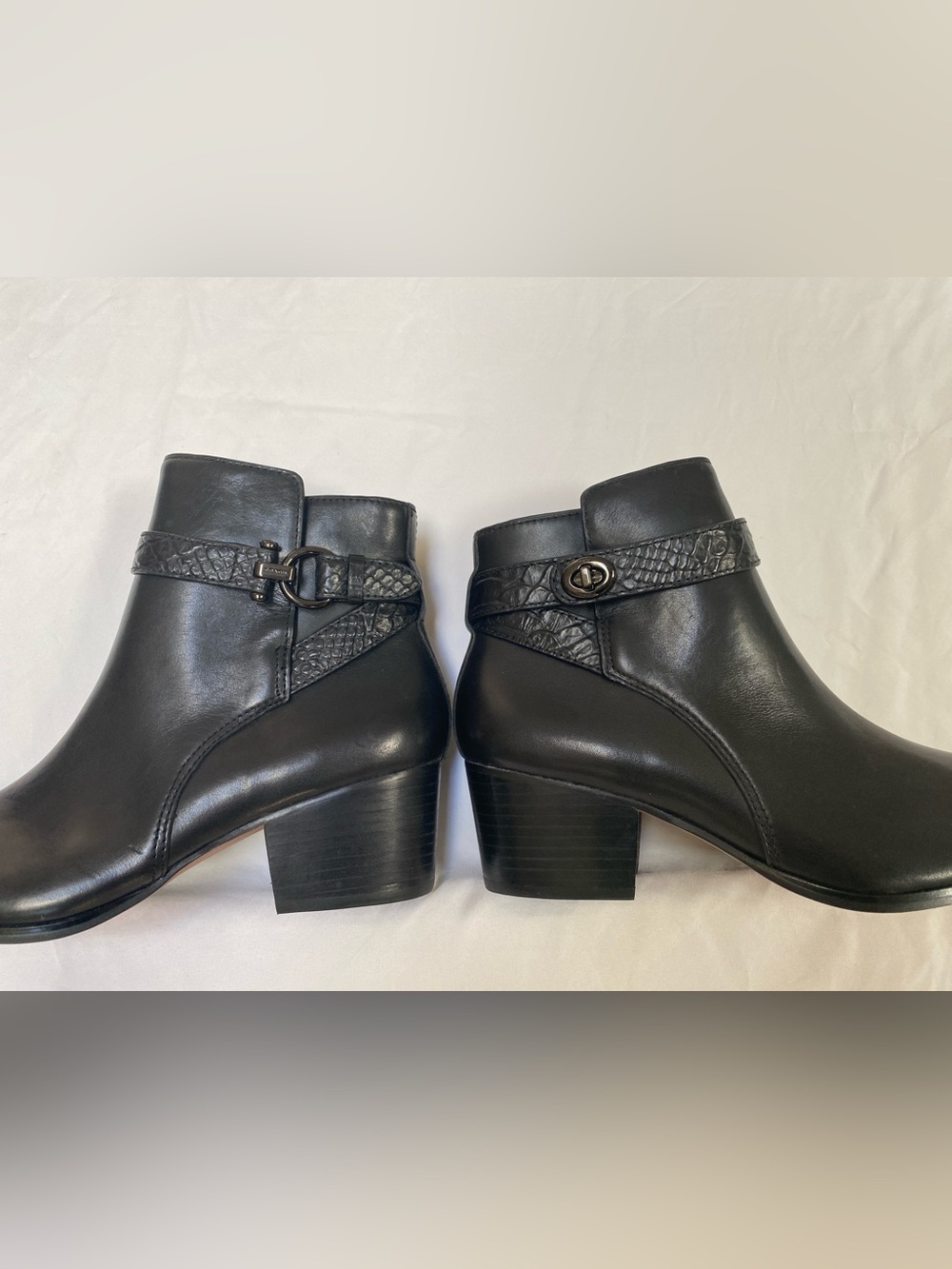 New Coach Black Leather Ankle Boots